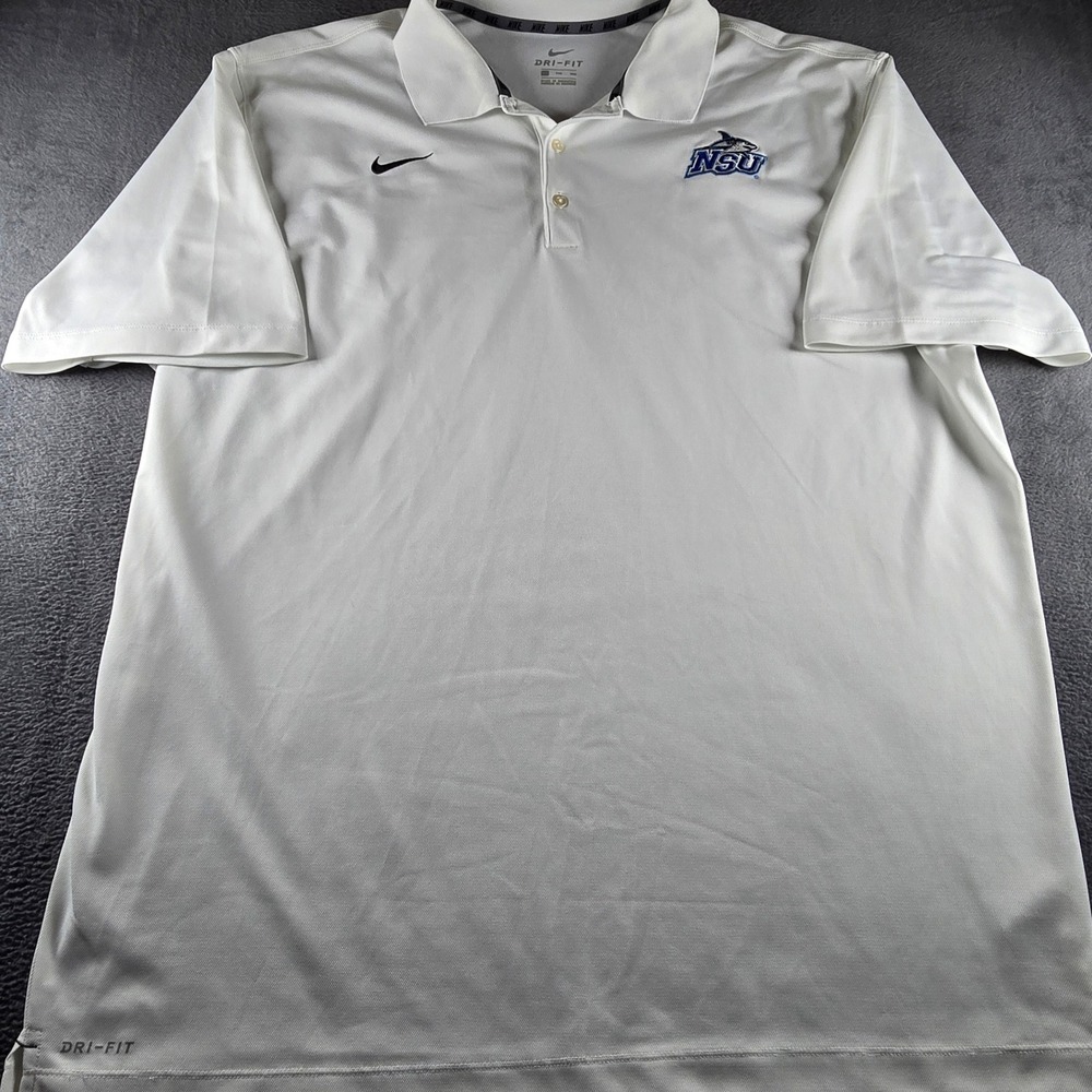 Nike Dri-FIT NSU Sharks Polo Shirt Mens XXL White Collegiate Performance